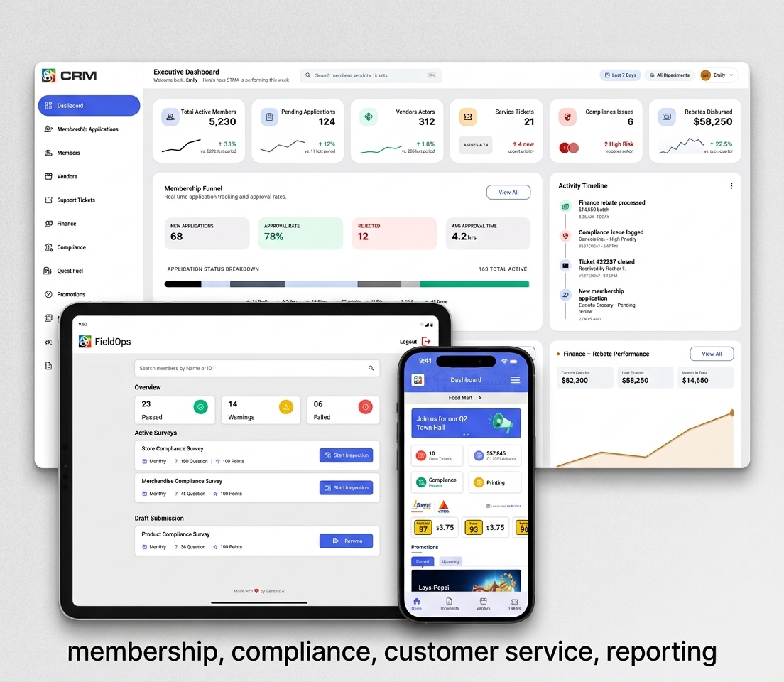 Placeholder screenshot of the Association Management System platform